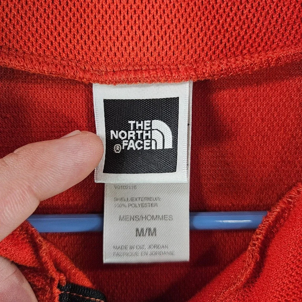 The North Face Mens‎ Orange Waffle Knit Quarter Zip Pullover Sweater Size Medium